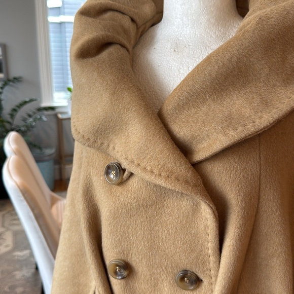 Calvin Klein Wool Double Breasted Shawl Collar Self Tie Cape Poncho with Pockets - Picture 2 of 3